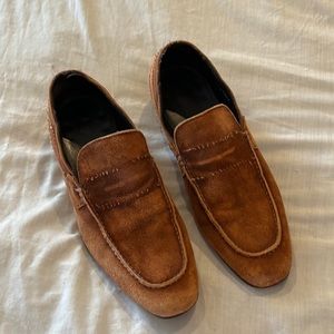 Pliner distressed suede loafer